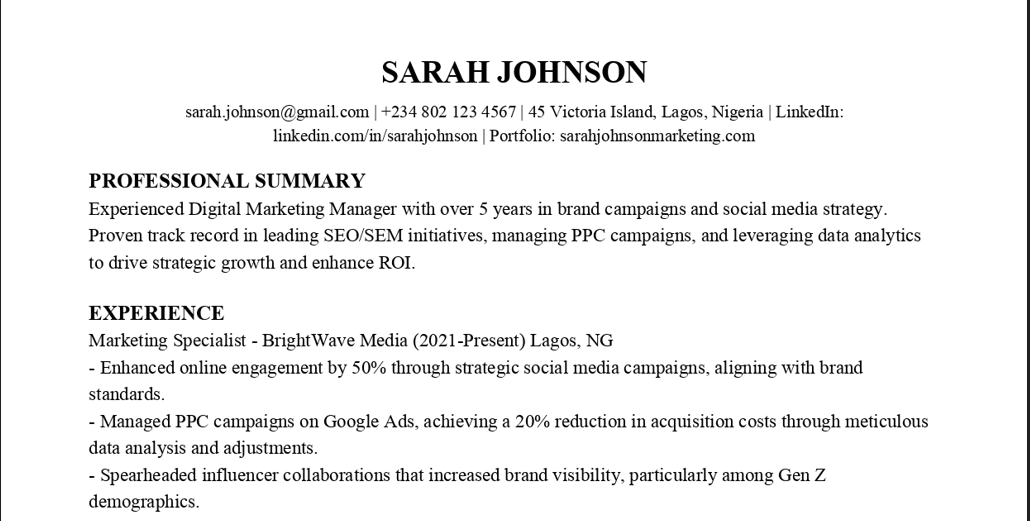 Resume Header: What to Put, Format & Examples